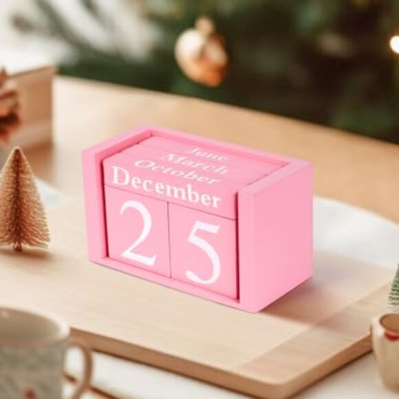 Other - Pink‎ Decor Wooden Desk Blocks Calendar